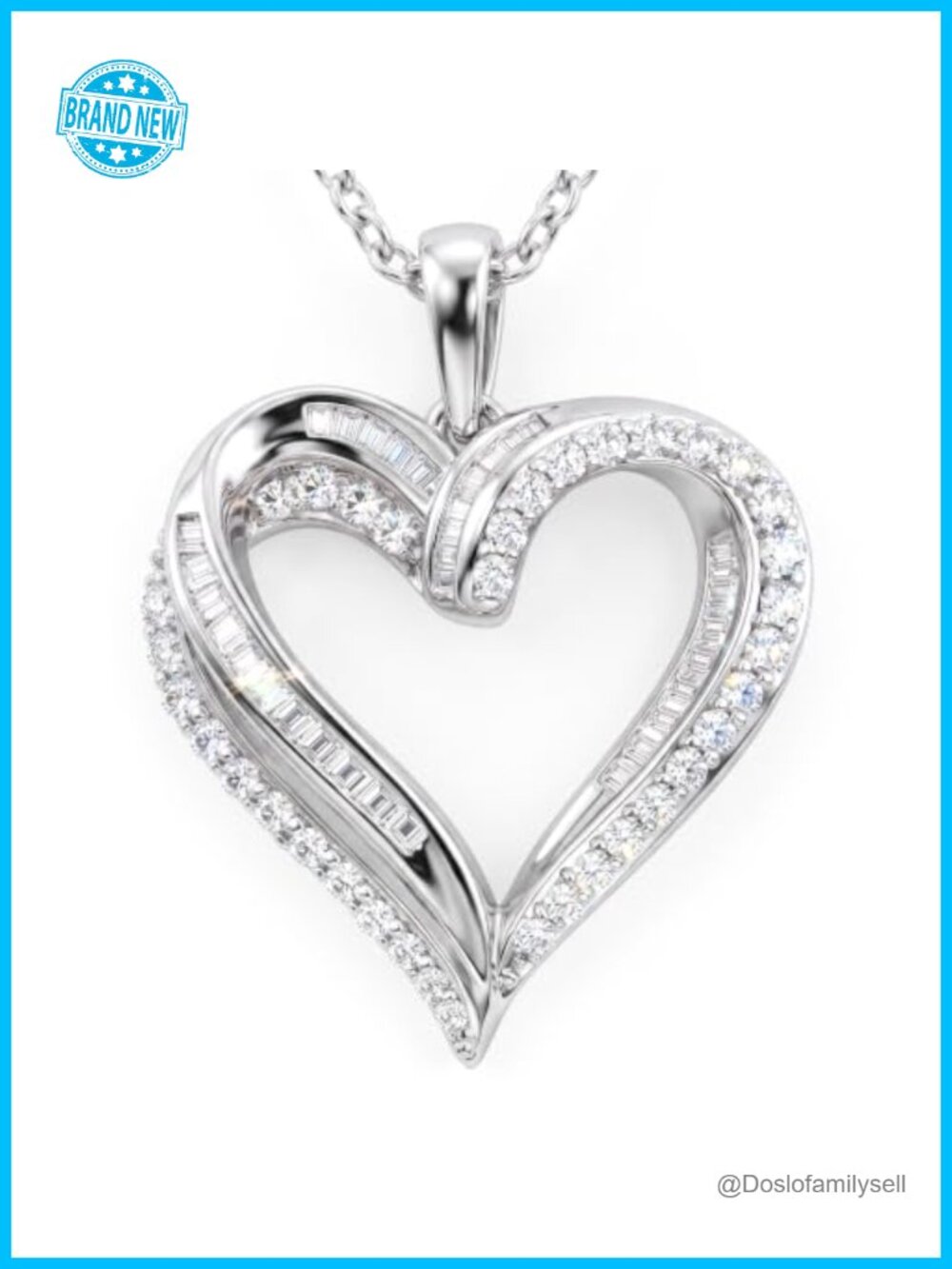 1.6CT Moissanite Heart Necklace 925 Sterling Silver 18K Plated Adjustable